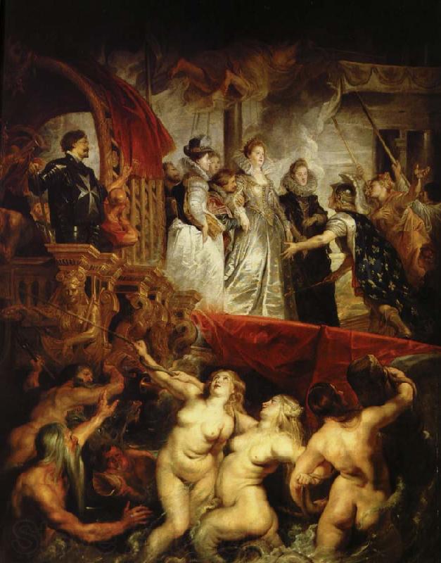 Peter Paul Rubens maria av medicis ankomst till hamnen i marseilles efter gifrermalet med henrik iv av frankrike Spain oil painting art